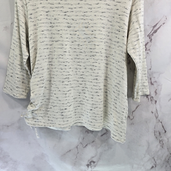 J Jill Shirt Womens Large Gray Speckled Neutral Ruched Tie Quarter Sleeve Pure - Picture 7 of 11